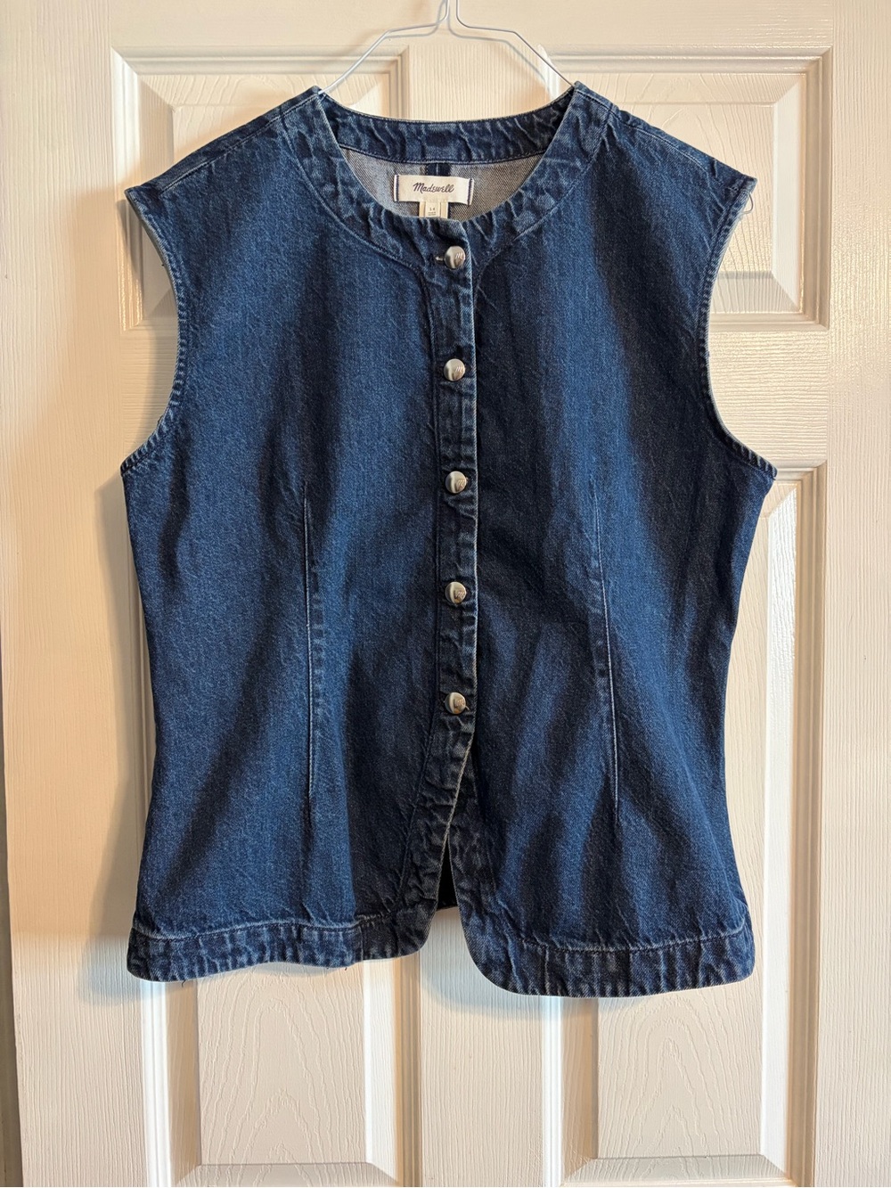 Madewell Dark Blue Sleeveless Denim Button-Front Vest